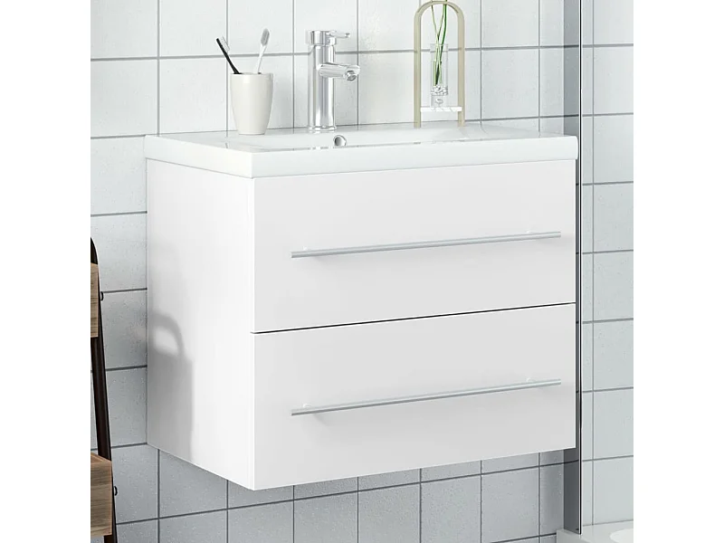 Mueble de baño con lavabo integrado blanco