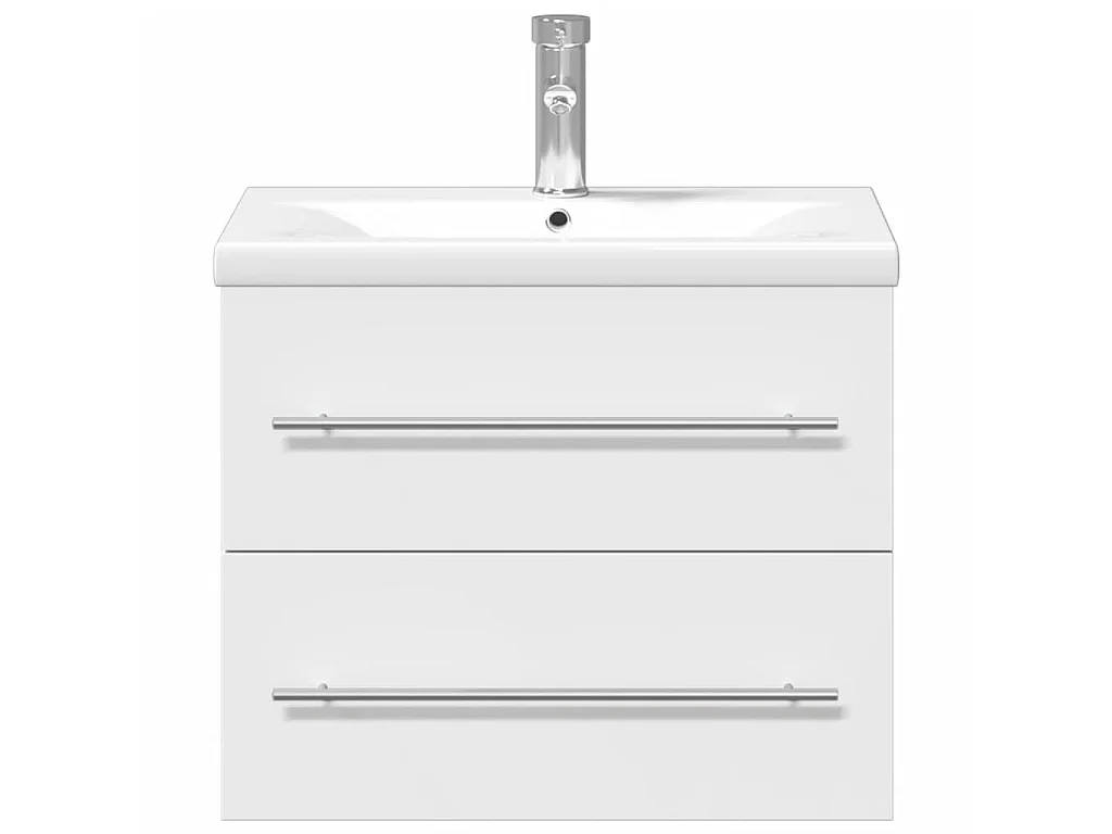 Armoire lavabo de salle de bain avec bassin intégré blanc