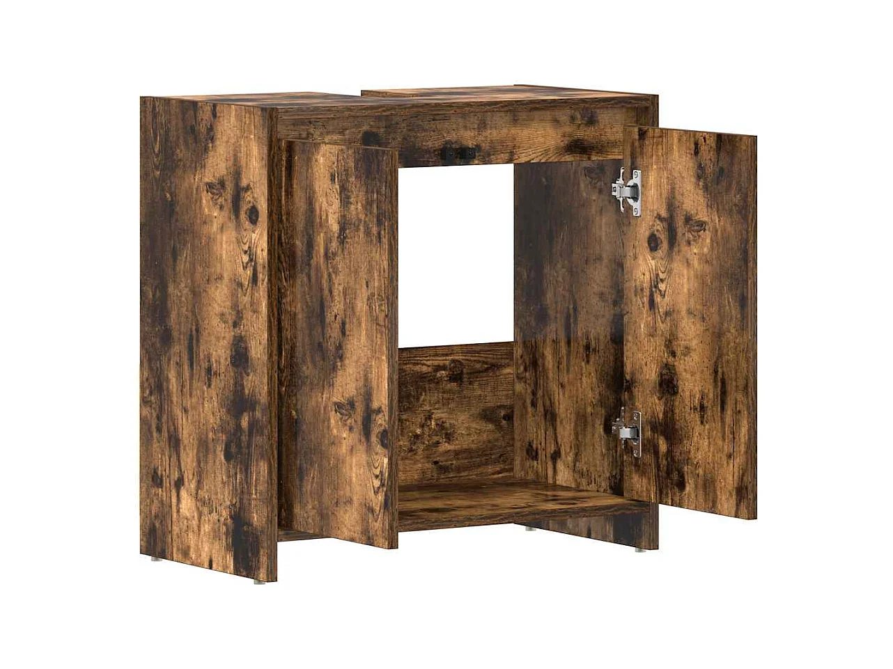 Badkamerkast 60x33x61 cm bewerkt hout gerookt eikenkleurig