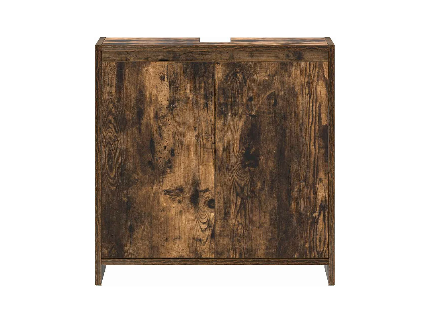 Badkamerkast 60x33x61 cm bewerkt hout gerookt eikenkleurig