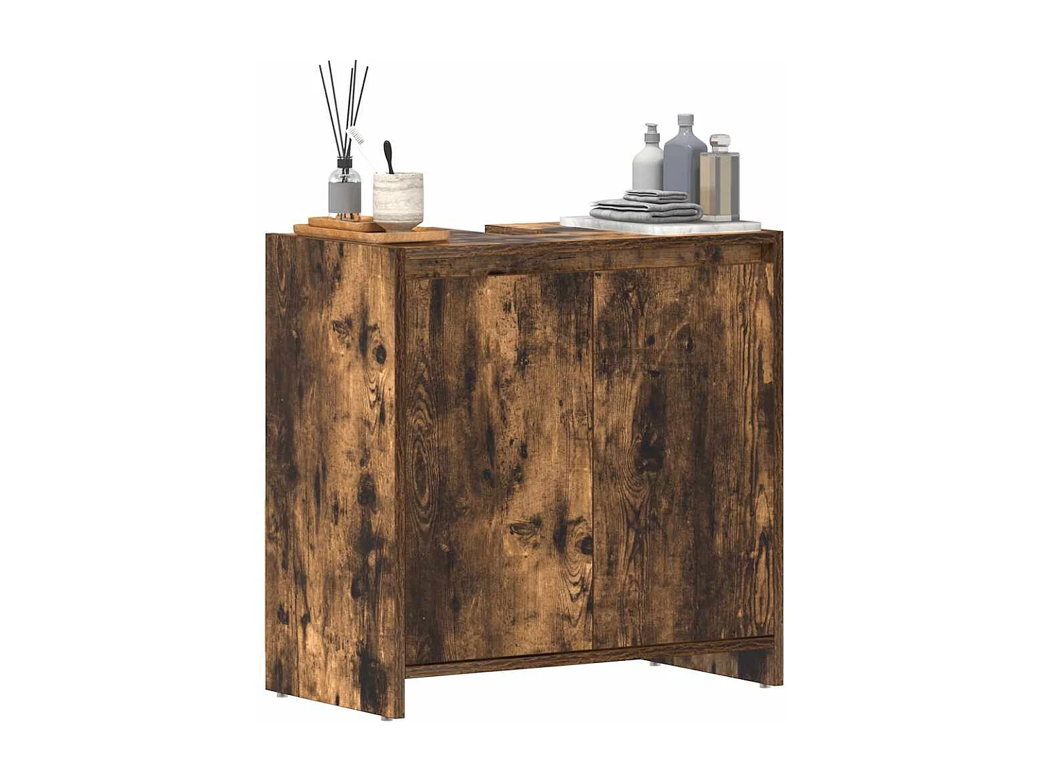 Armadietto Bagno Rovere Fumo 60x33x61 cm in Legno Multistrato