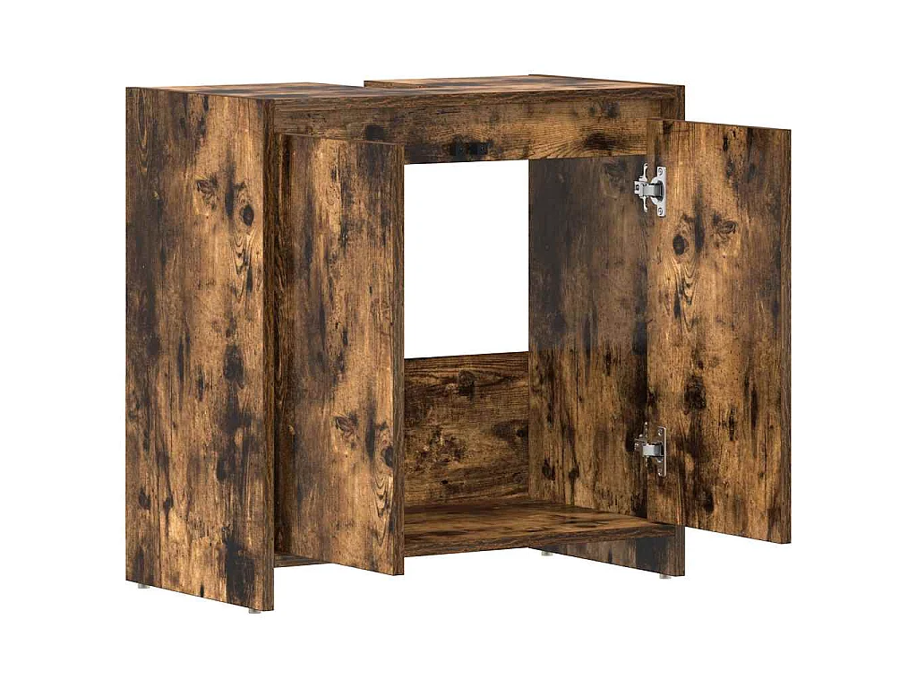 Armadietto Bagno Rovere Fumo 60x33x60 cm in Legno Multistrato