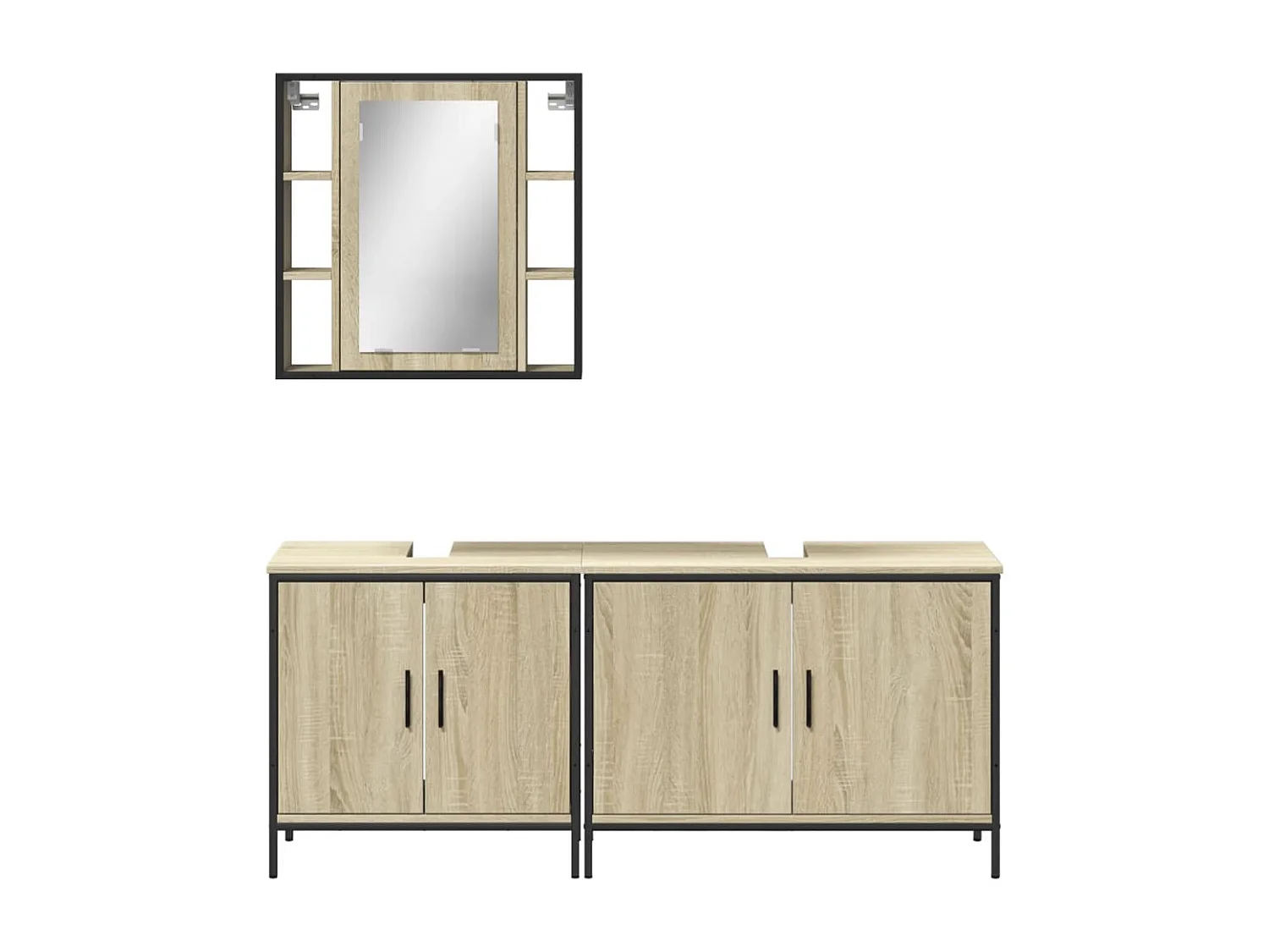 3-tlg. Badmöbel-Set Sonoma-Eiche Holzwerkstoff