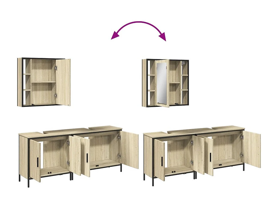 3-tlg. Badmöbel-Set Sonoma-Eiche Holzwerkstoff