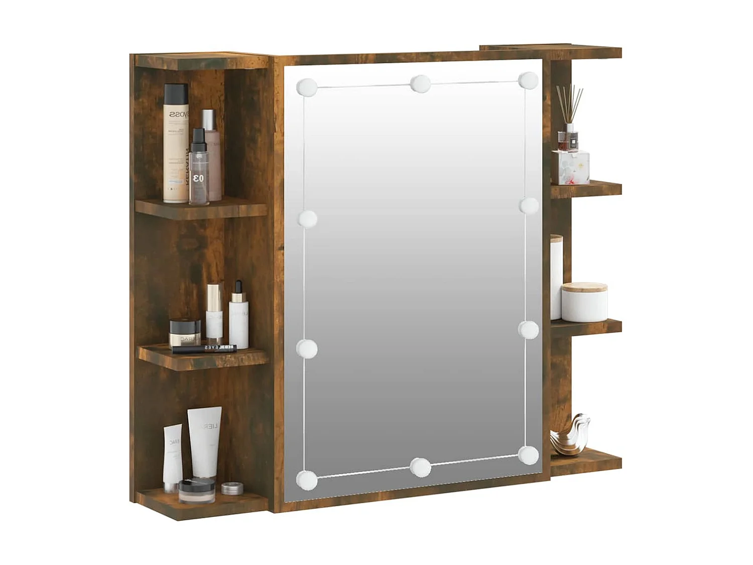 Spiegelkast met LED-verlichting 70x16,5x60 cm gerookt eiken