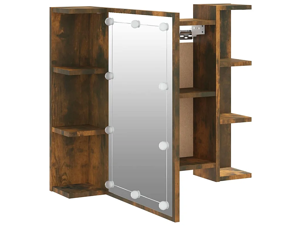 Armoire à miroir avec LED Chêne fumé 70x16,5x60 cm