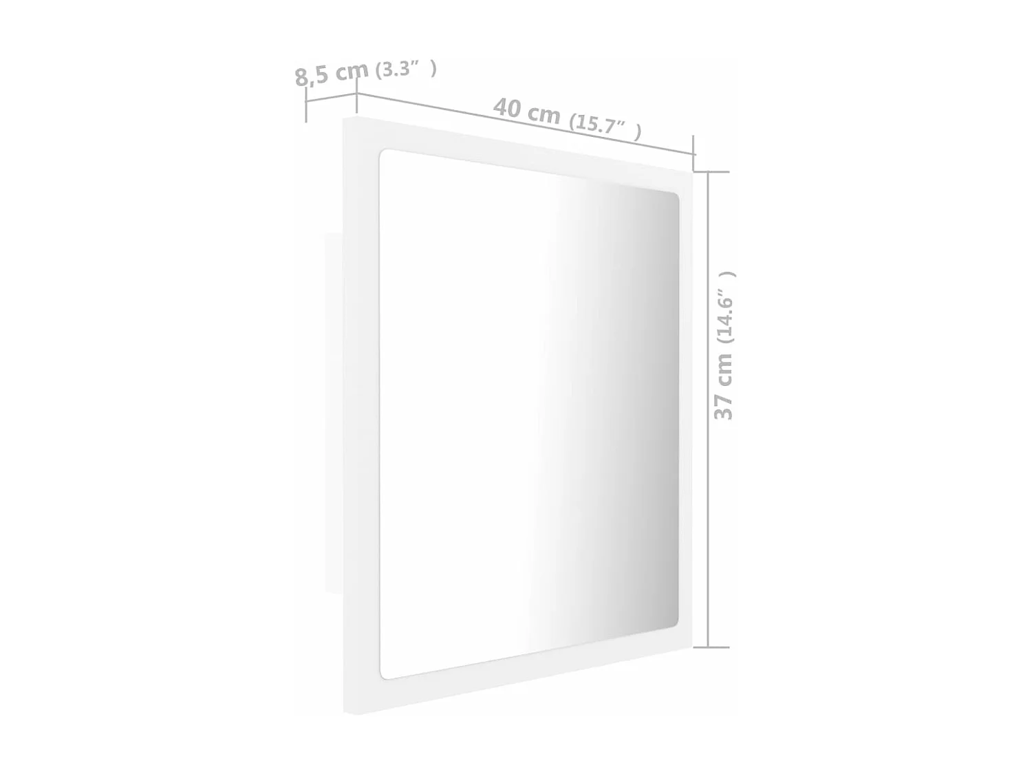 Miroir à LED de salle de bain Blanc 40x8,5x37 cm Acrylique