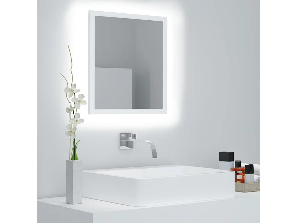 Specchio da Bagno con LED Bianco 40x8,5x37 cm in Acrilico