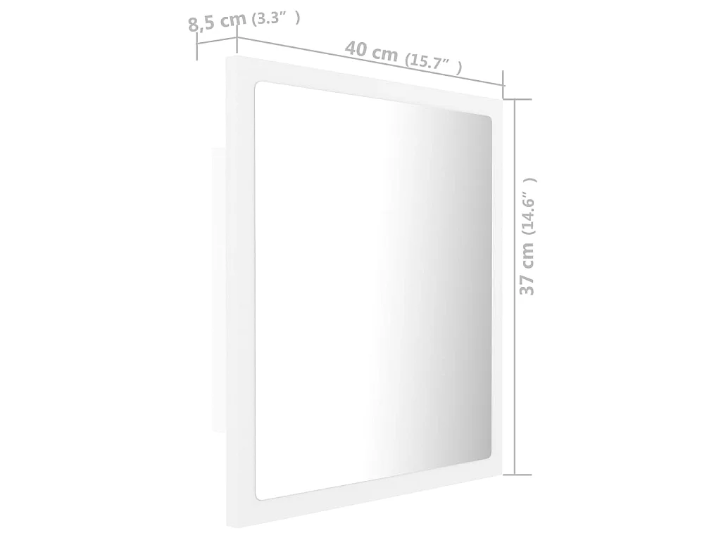 Specchio da Bagno con LED Bianco 40x8,5x37 cm in Acrilico
