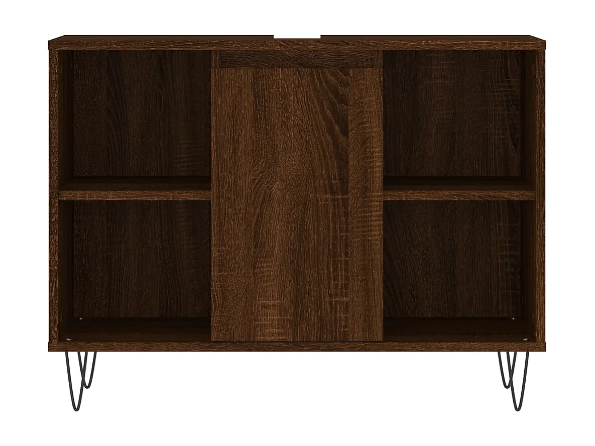 Badkamerkast 80x33x60 cm bewerkt hout bruin eikenkleur