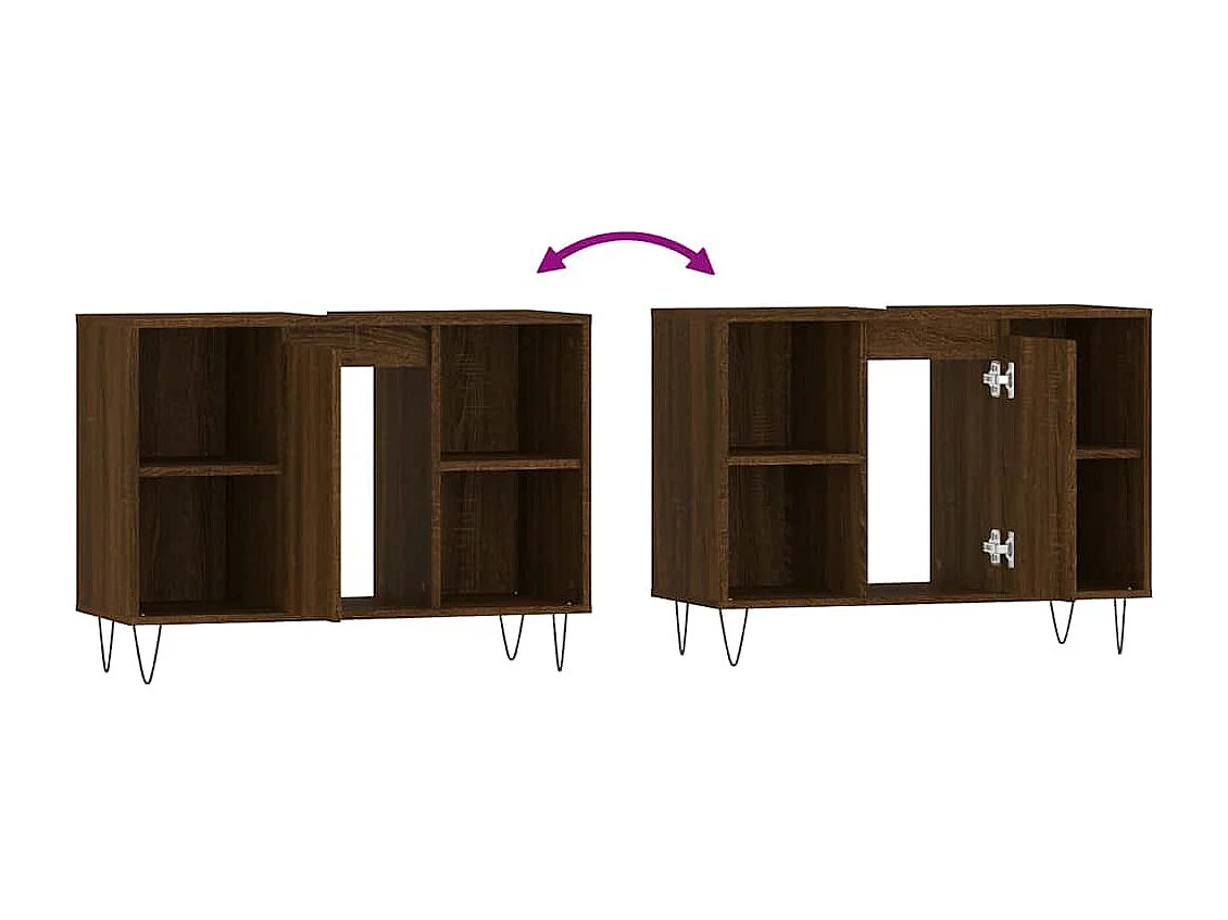 Badkamerkast 80x33x60 cm bewerkt hout bruin eikenkleur
