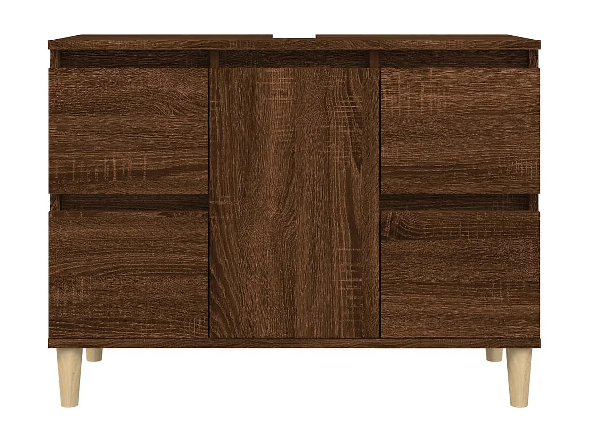 Meuble d'évier chêne marron 80x33x60 cm bois d'ingénierie