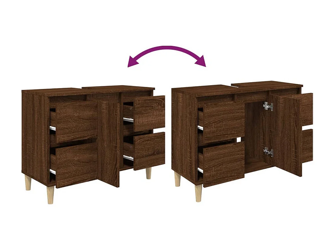 Meuble d'évier chêne marron 80x33x60 cm bois d'ingénierie