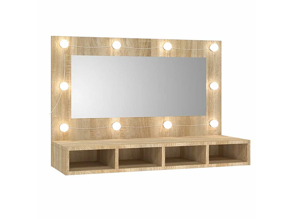 Armoire à miroir avec LED Chêne sonoma 90x31,5x62 cm