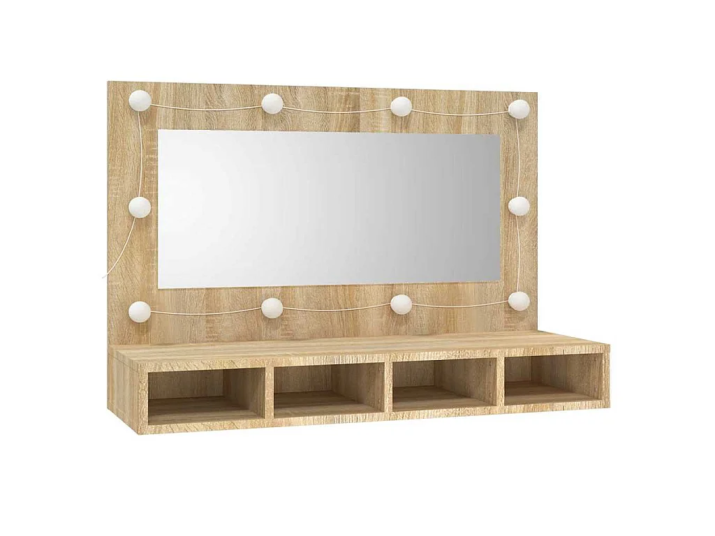 Armoire à miroir avec LED Chêne sonoma 90x31,5x62 cm