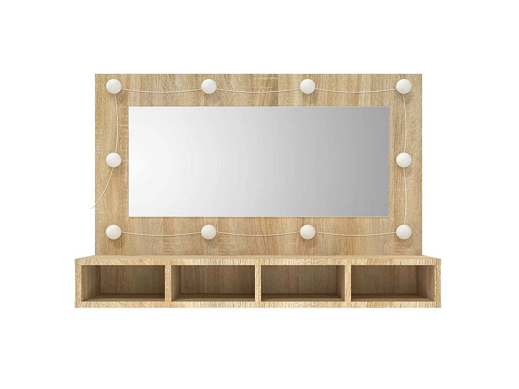 Armoire à miroir avec LED Chêne sonoma 90x31,5x62 cm