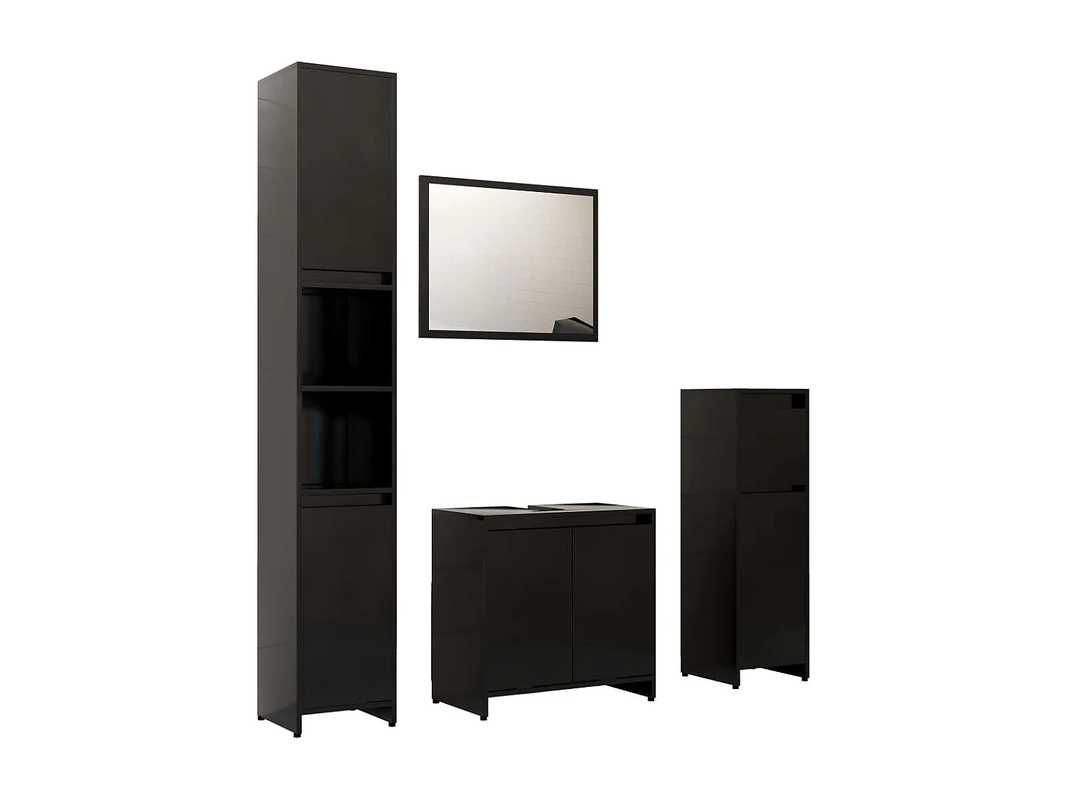 4-tlg. Badmöbel-Set Schwarz Holzwerkstoff