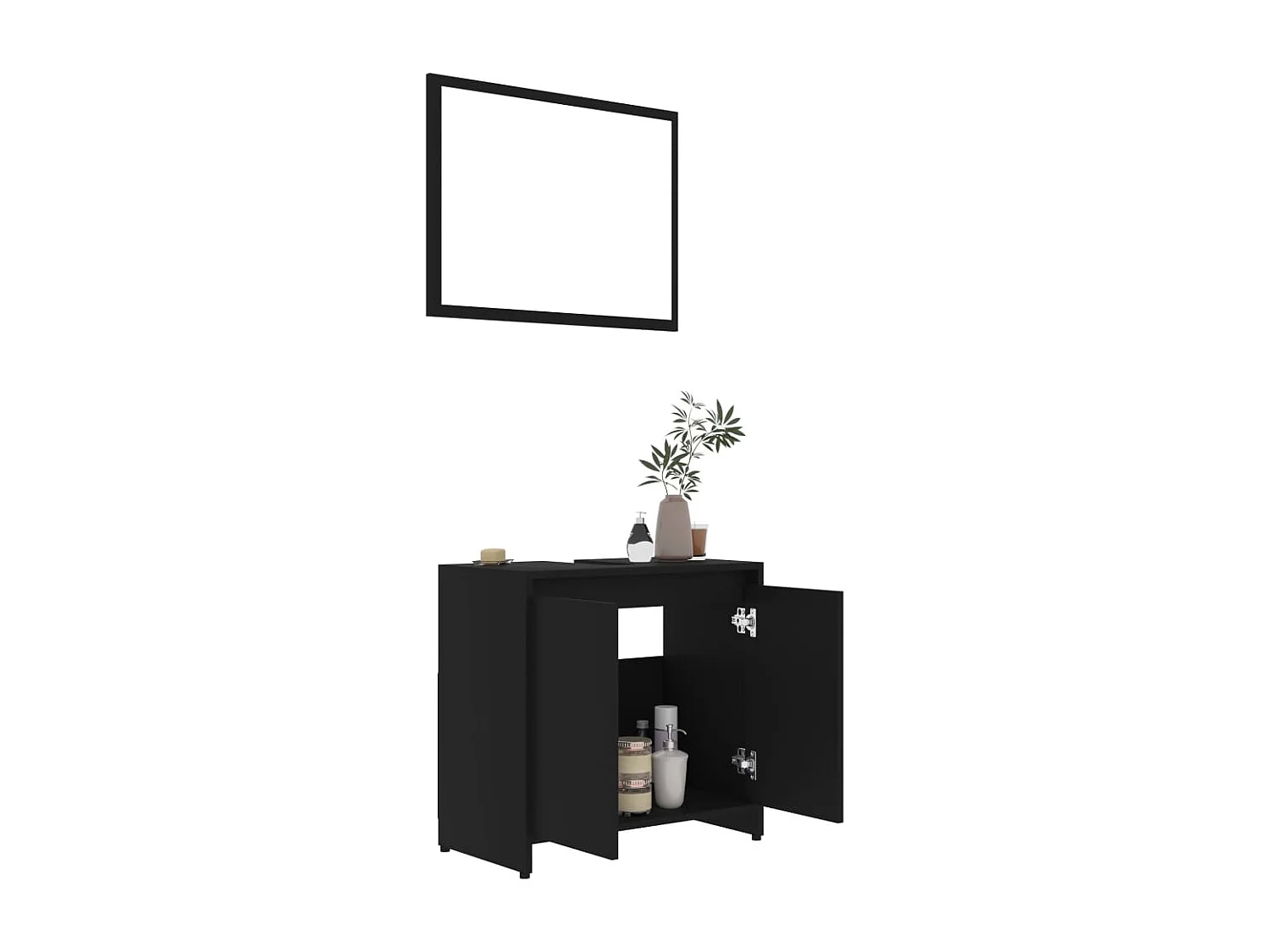 4-tlg. Badmöbel-Set Schwarz Holzwerkstoff