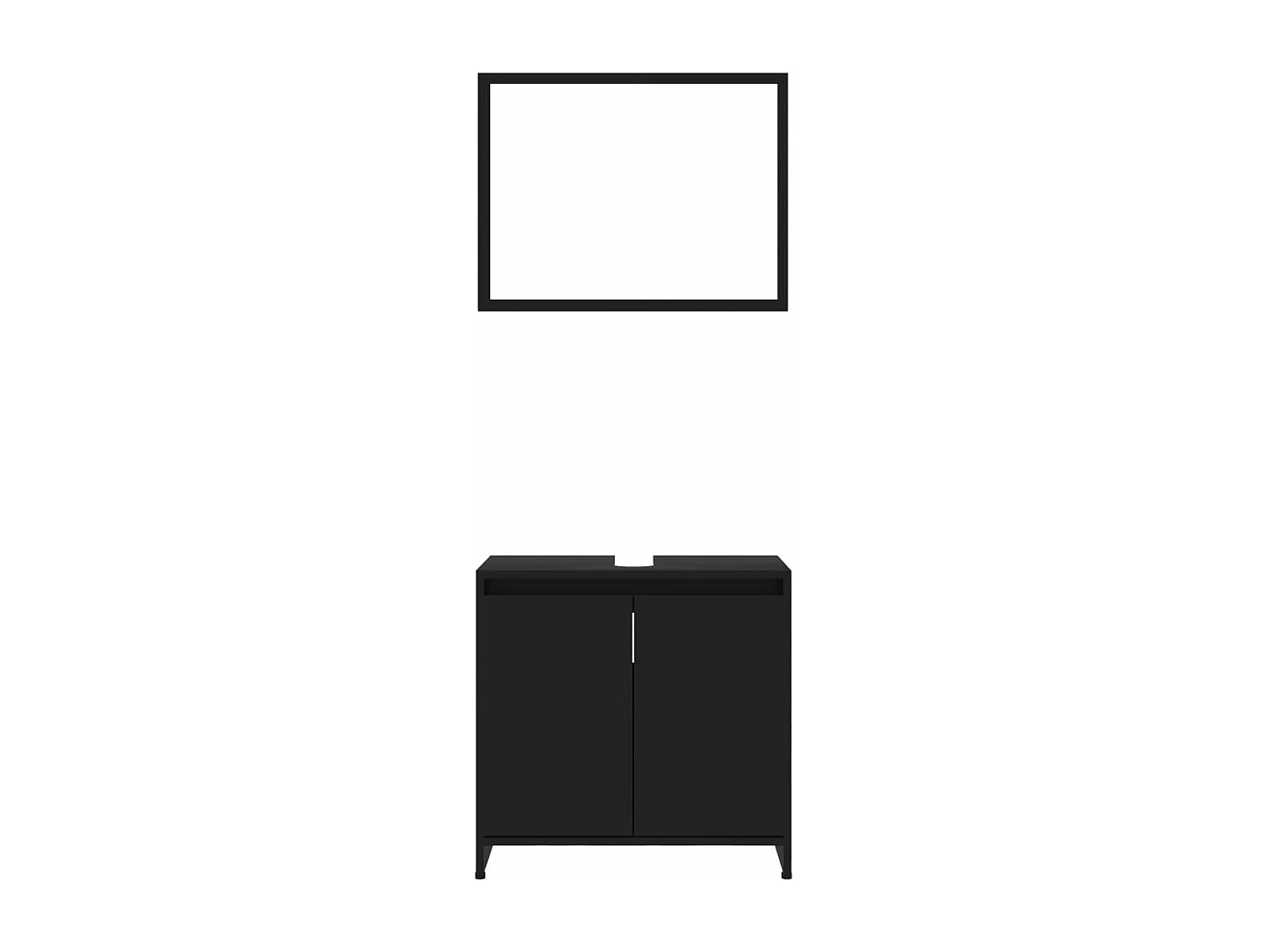 4-tlg. Badmöbel-Set Schwarz Holzwerkstoff