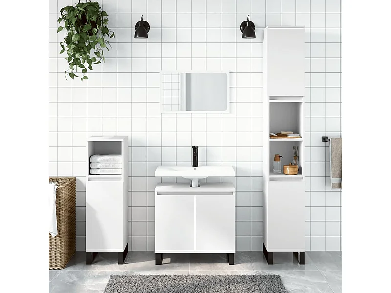 Badezimmerschrank Weiß 58x33x60 cm Holzwerkstoff