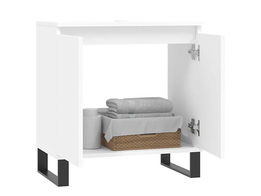 Badezimmerschrank Weiß 58x33x60 cm Holzwerkstoff