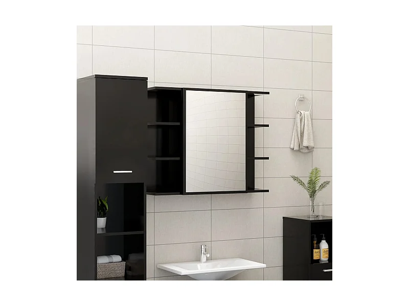Bad-Spiegelschrank Schwarz 80x20,5x64 cm Holzwerkstoff