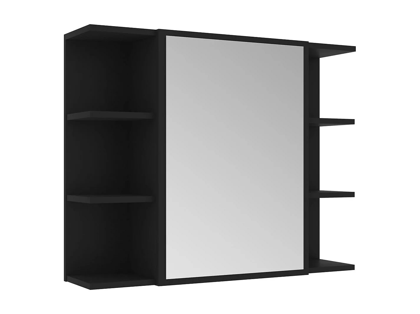 Armário casa banho c/ espelho 80x20,5x64cm contraplacado preto