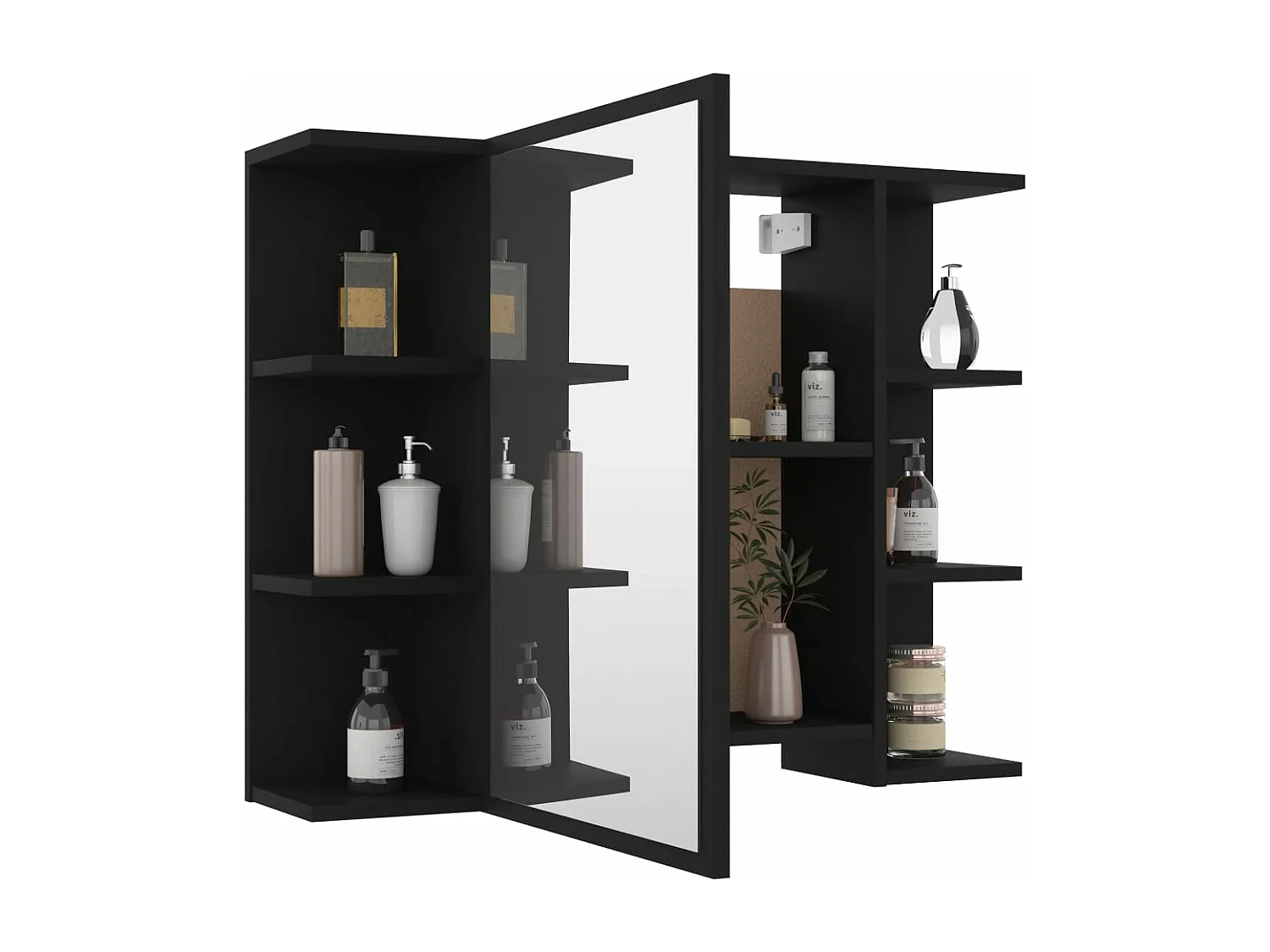 Bad-Spiegelschrank Schwarz 80x20,5x64 cm Holzwerkstoff