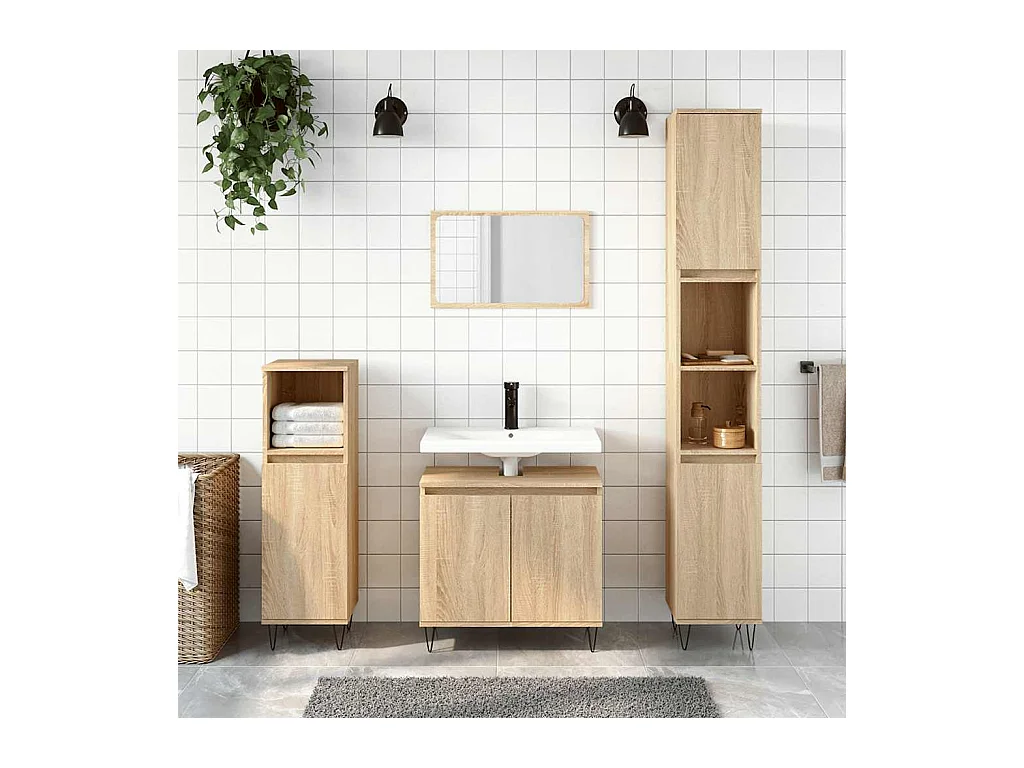 Armoire de bain chêne sonoma 58x33x60 cm bois d'ingénierie