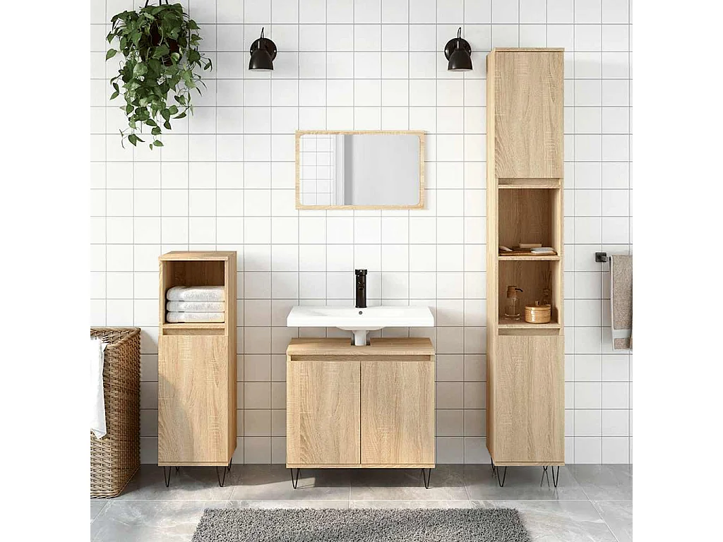 Armoire de bain chêne sonoma 58x33x60 cm bois d'ingénierie