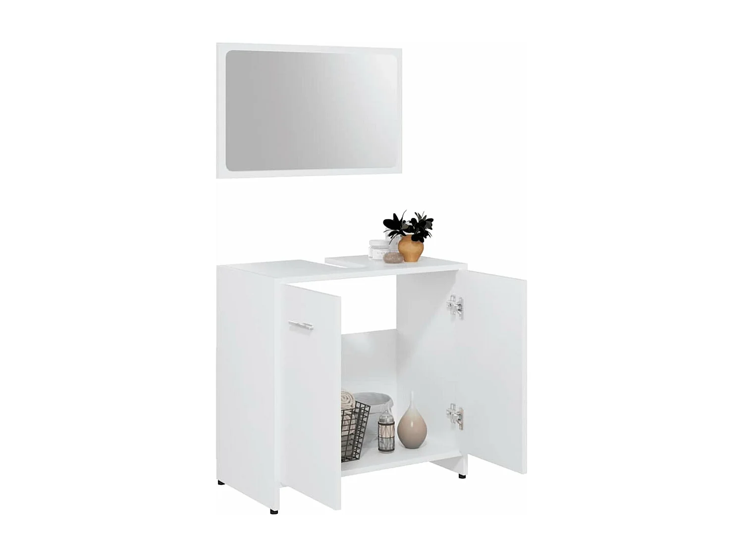 Set Mobili da Bagno Bianco in Legno Multistrato