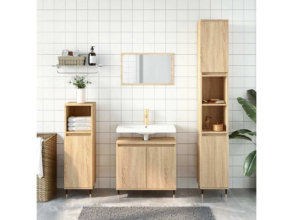 Armoire de bain chêne sonoma 58x33x60 cm bois d'ingénierie
