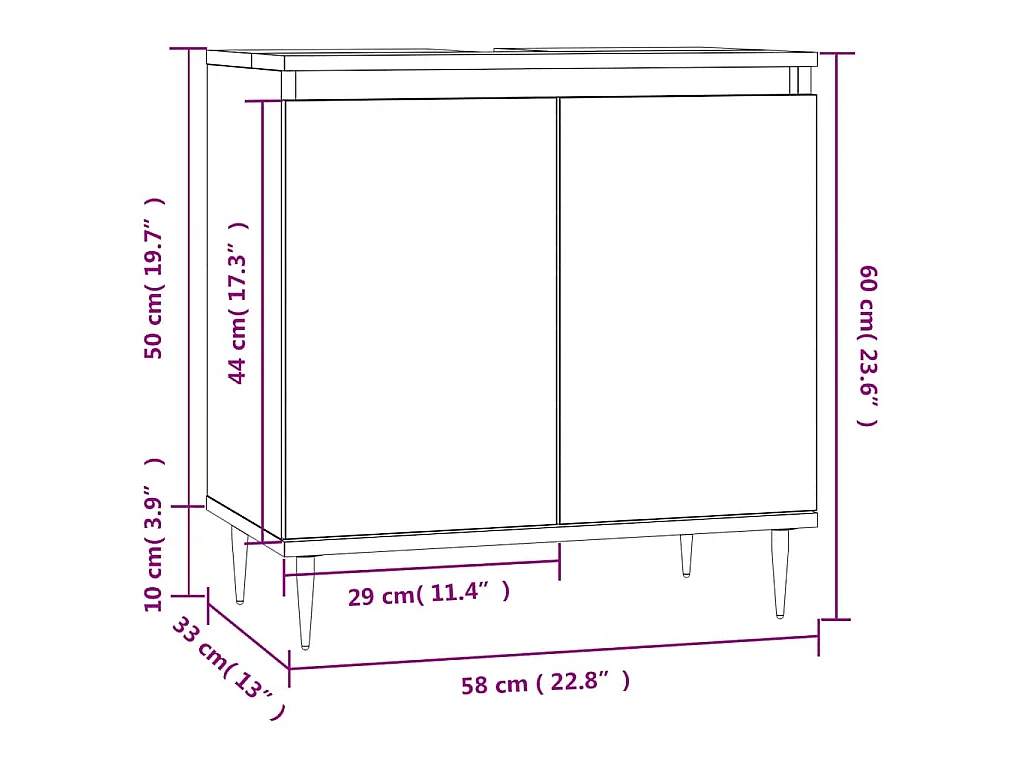Armoire de bain chêne sonoma 58x33x60 cm bois d'ingénierie