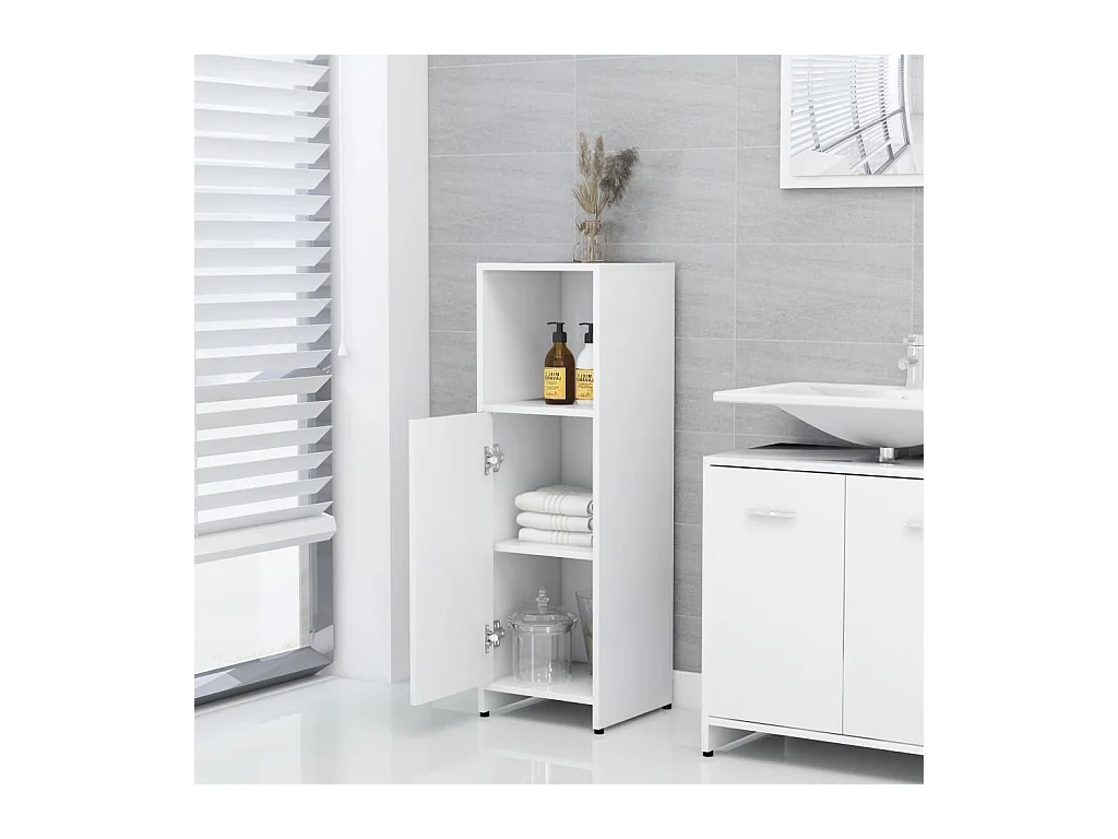 Set Mobili da Bagno 4 pz Bianco in Legno Multistrato