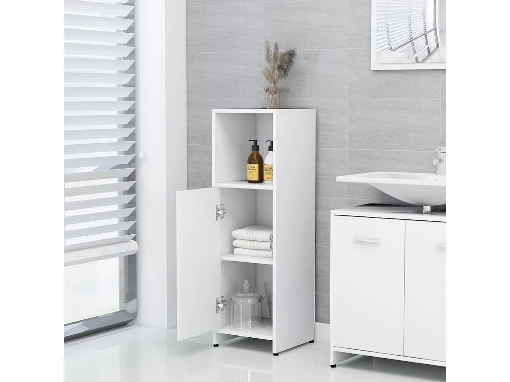 Ensemble de meubles de salle de bain 3pcs Blanc Bois ingénierie
