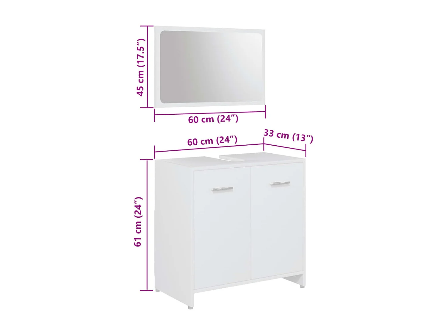 Ensemble de meubles de salle de bain 3pcs Blanc Bois ingénierie