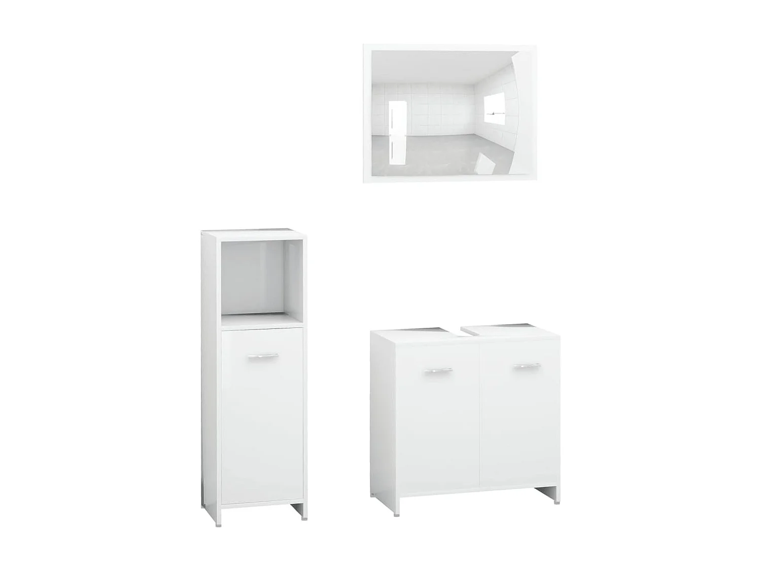 Set Mobili da Bagno 4 pz Bianco in Legno Multistrato