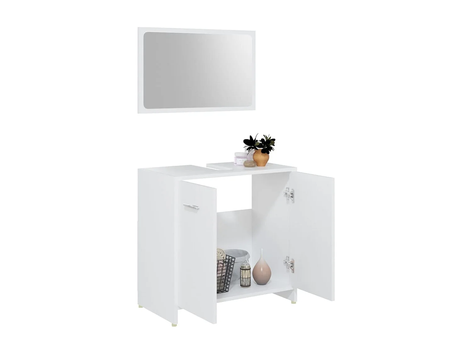 Set Mobili da Bagno 4 pz Bianco in Legno Multistrato