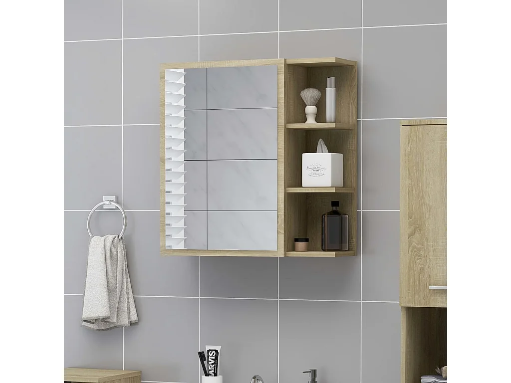 Badkamerspiegelkast 62,5x20,5x64 cm bewerkt hout sonoma eiken