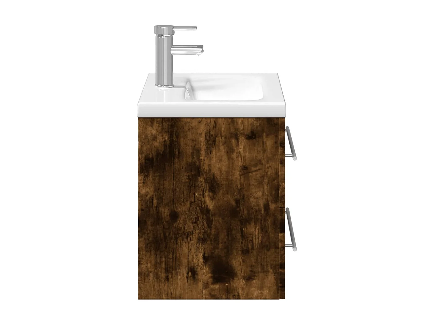 Armoire lavabo de salle de bain avec bassin intégré chêne fumé