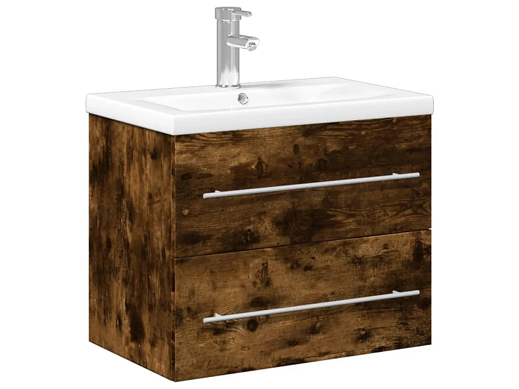 Mobile da Bagno con Lavabo Integrato Rovere Fumo