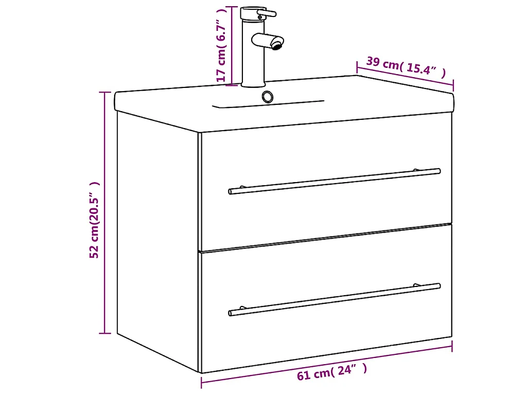 Mobile da Bagno con Lavabo Integrato Rovere Fumo