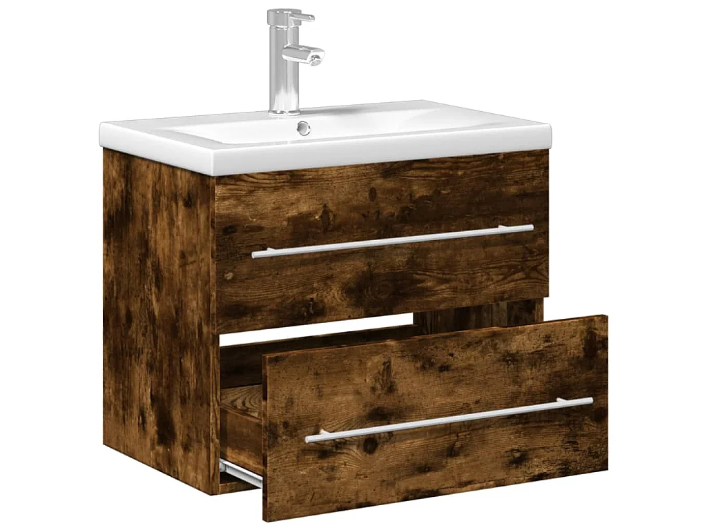 Mobile da Bagno con Lavabo Integrato Rovere Fumo