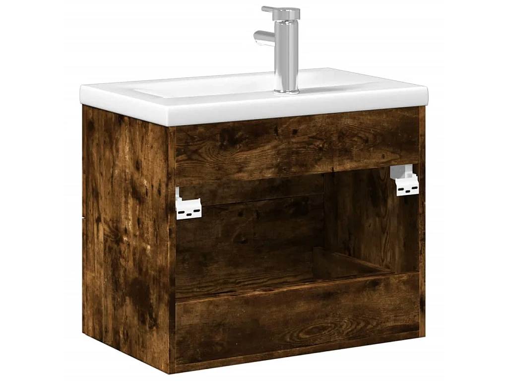 Mobile da Bagno con Lavabo Integrato Rovere Fumo