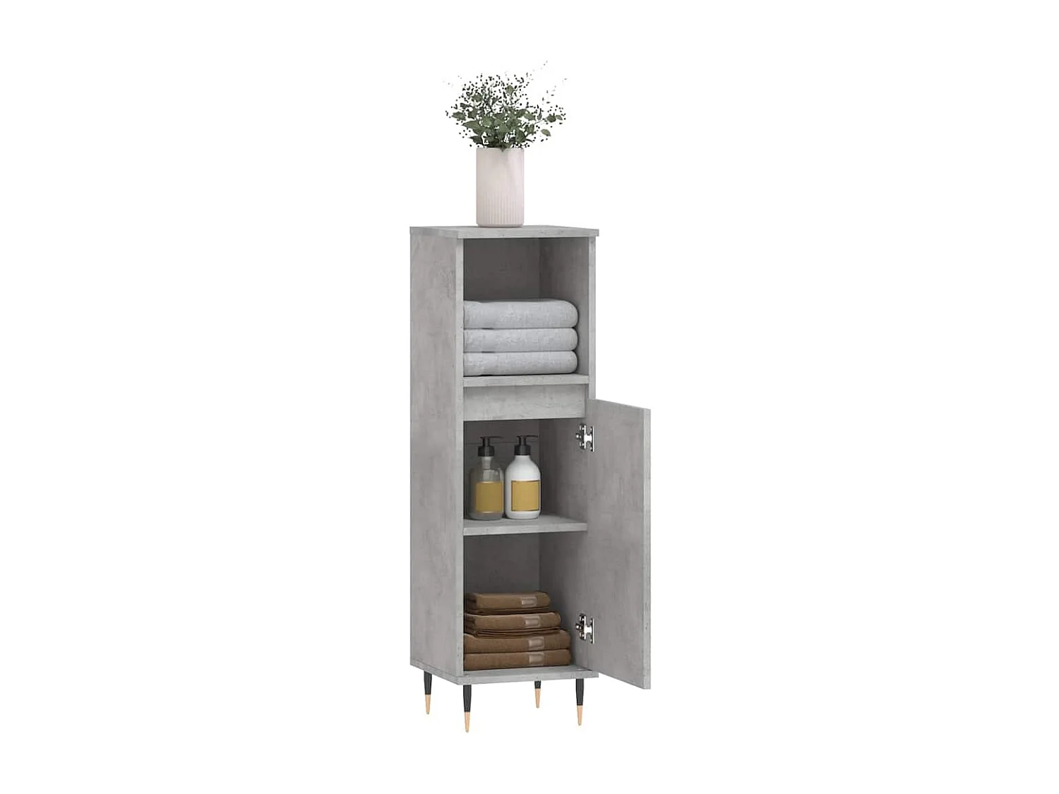 Armadietto Bagno Grigio Cemento 30x30x100 cm Legno Multistrato