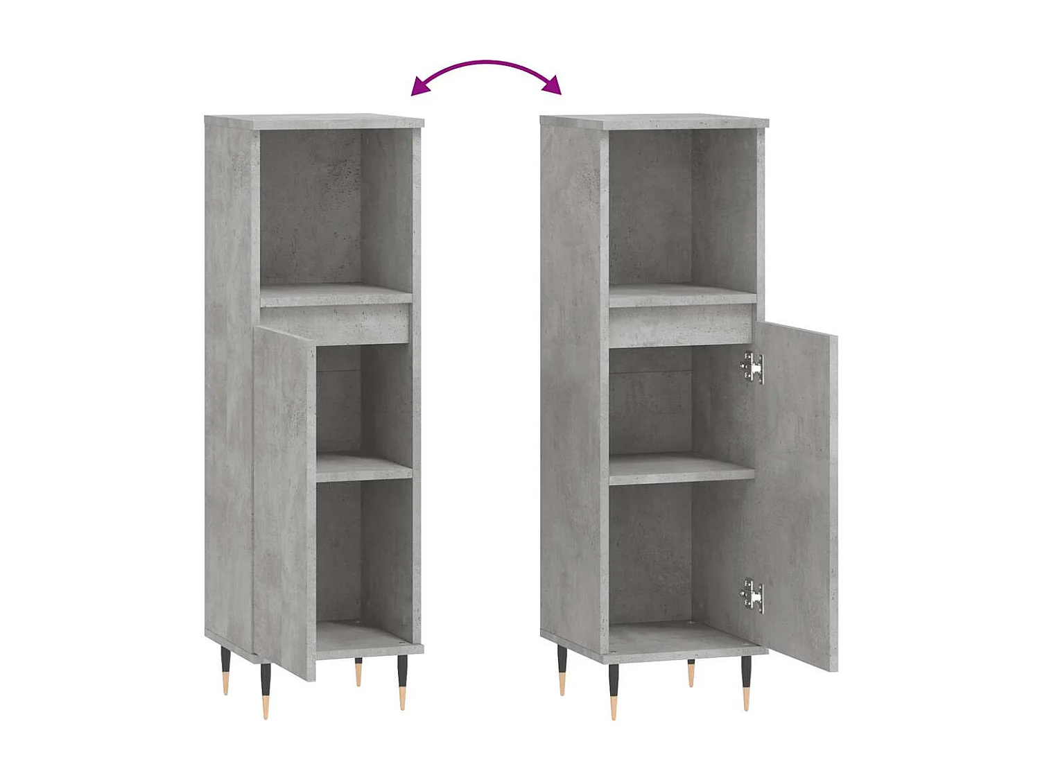 Armadietto Bagno Grigio Cemento 30x30x100 cm Legno Multistrato