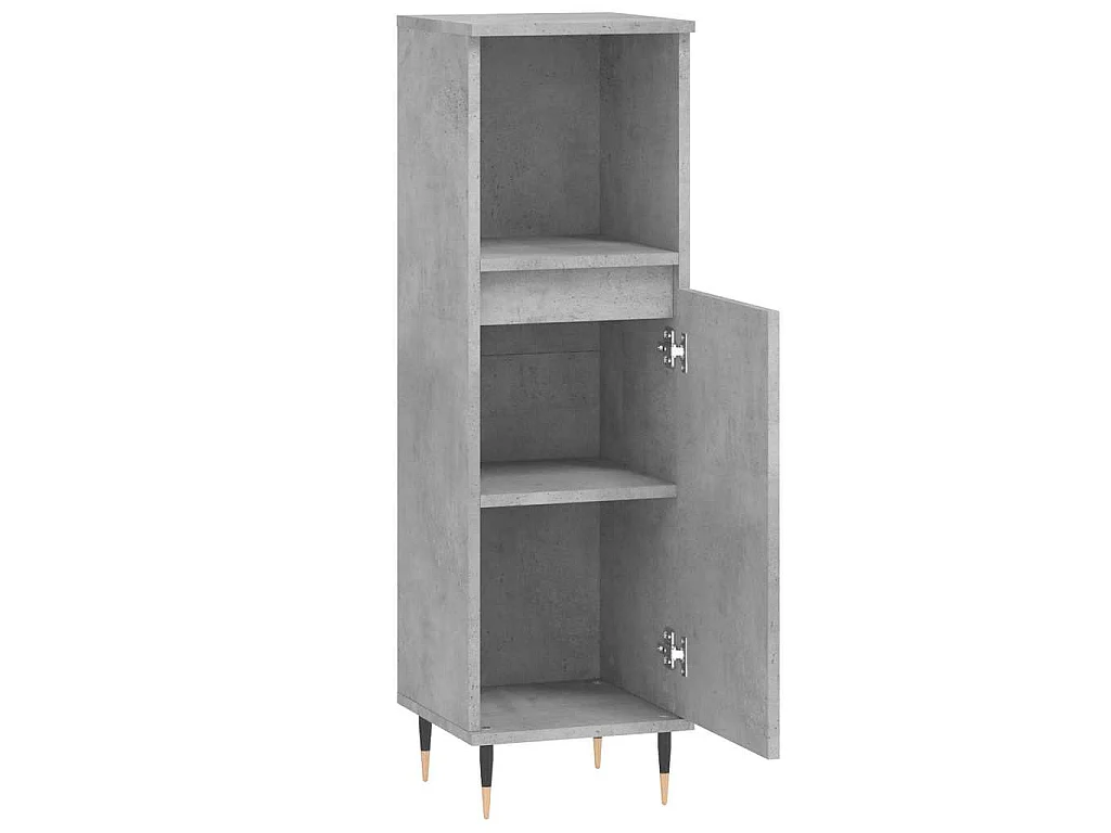 Armario de baño madera contrachapada gris hormigón 30x30x100 cm