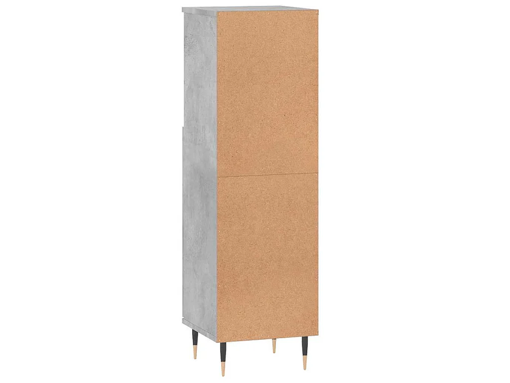 Armario de baño madera contrachapada gris hormigón 30x30x100 cm