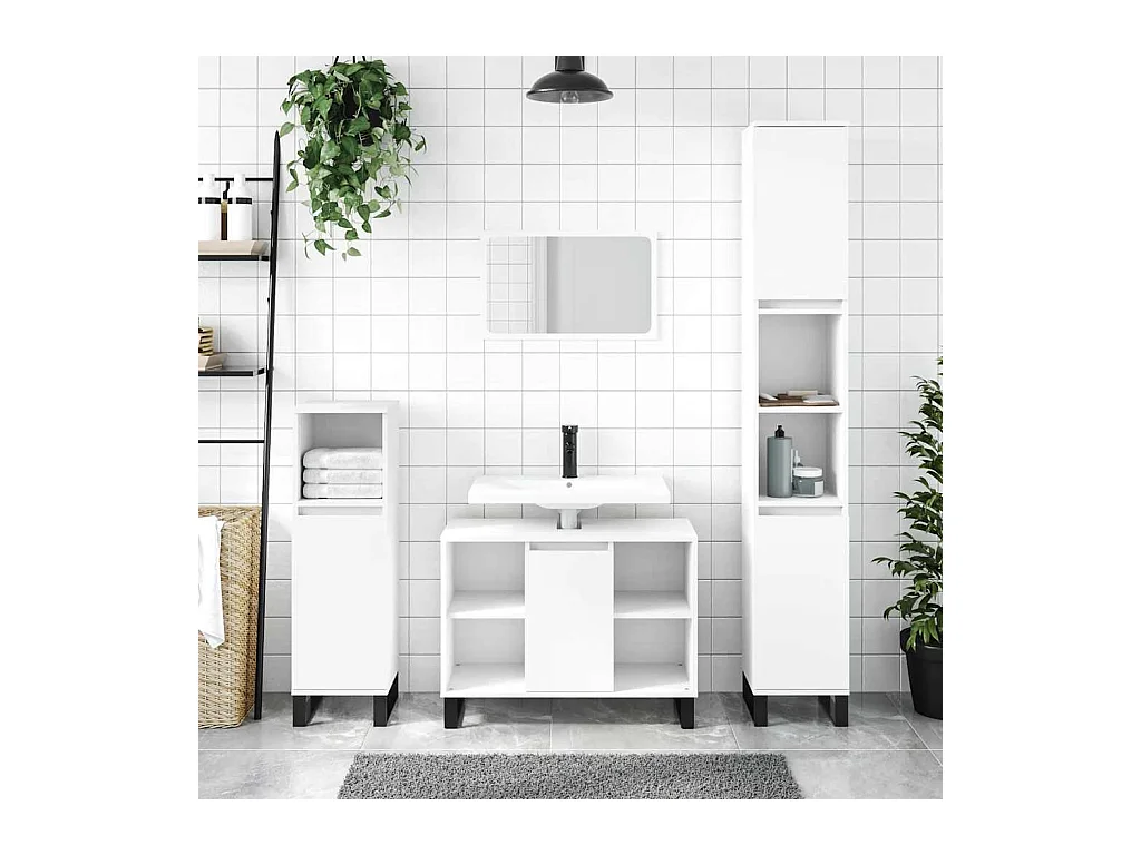 Badschrank Weiß 80x33x60 cm Holzwerkstoff