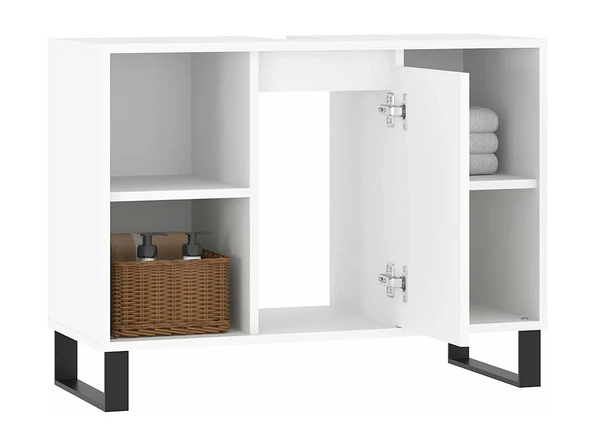 Mobile da Bagno Bianco 80x33x60 cm in Legno Multistrato